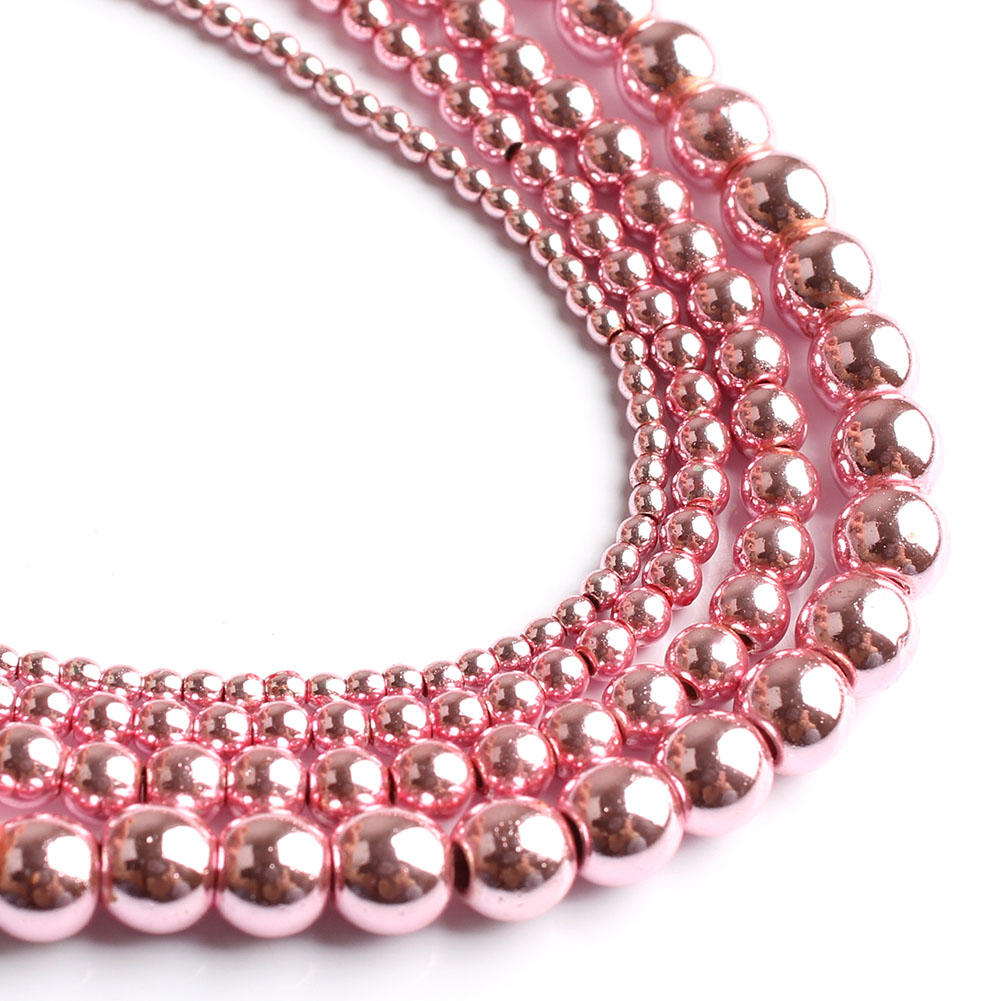 Seed Bead Tube - Naturalny różowy hematyt kamień okrągłe koraliki